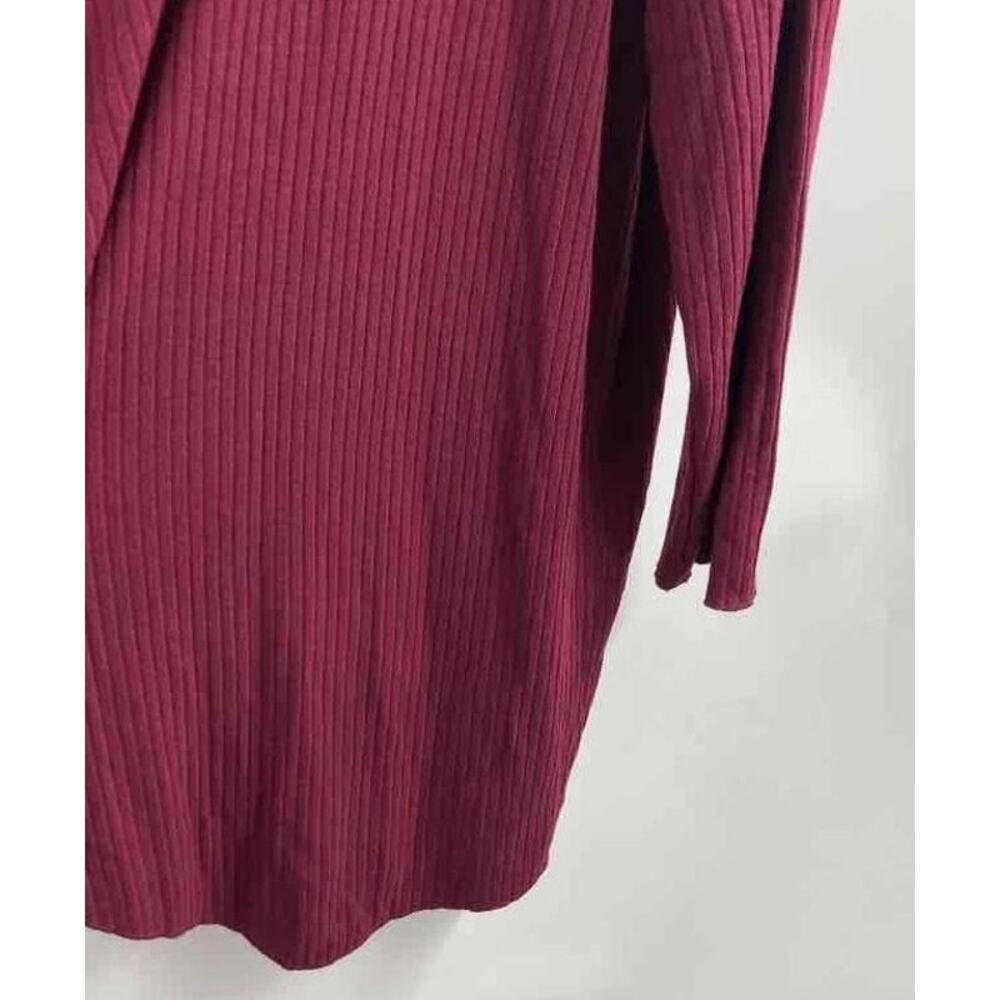 NWT Context Lord & Taylor Womens Burgundy Ribbed Waterfall Cardigan Sweater 2X - Picture 3 of 6
